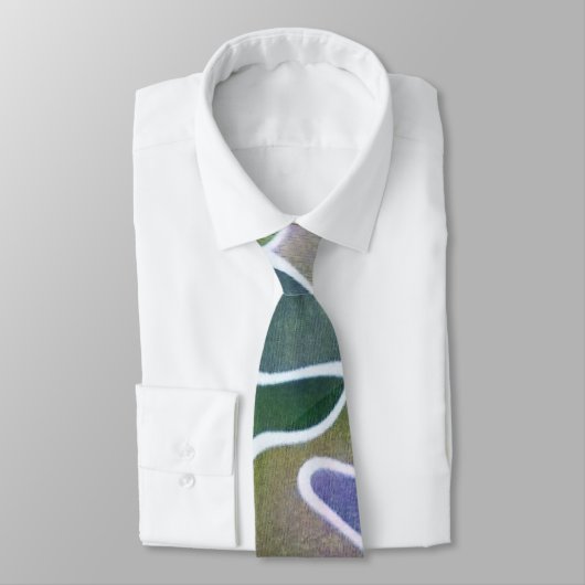 Cravate Lavande Abstraite violet olive vert et blanc (Attaché)