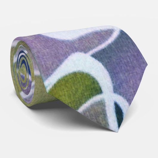 Cravate Lavande Abstraite violet olive vert et blanc (Roulé)