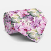 Cravate Lavande rose violet Arc-en-ciel Orchidées Pastel (Roulé)