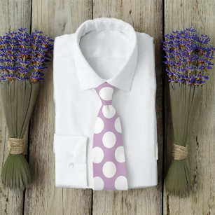 Cravate Lavande violet Pois blancs rétro