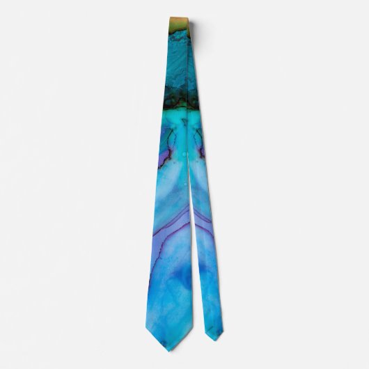 Cravate Laver en Aquarelle Turquoise Lumineuse (Devant)