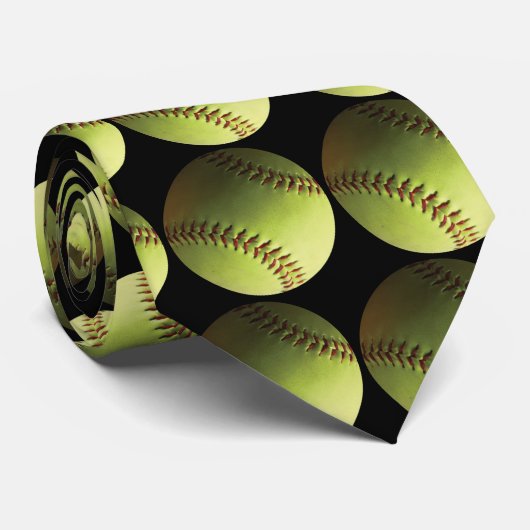 Cravate Le base-ball jaune un côté (Roulé)