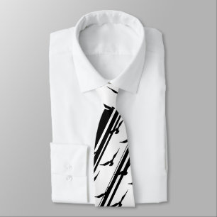 Cravate Le blanc noir barre le motif de silhouette