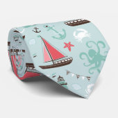 Cravate Le bleu d'océan nautique et s'est levé (Roulé)