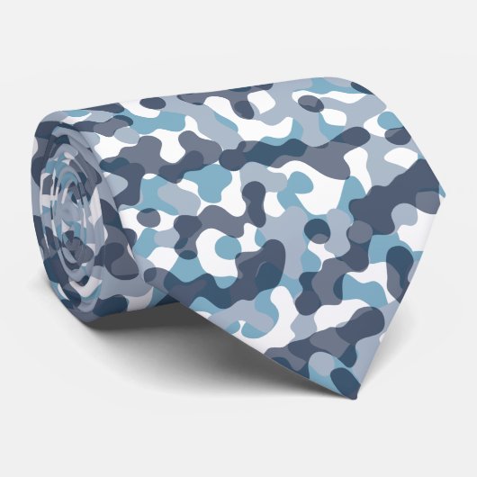 Cravate Le camouflage bleu moderne motif marine thème (Roulé)