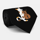 Cravate Le chat de jazz joue la basse droite - cadeau de (Roulé)