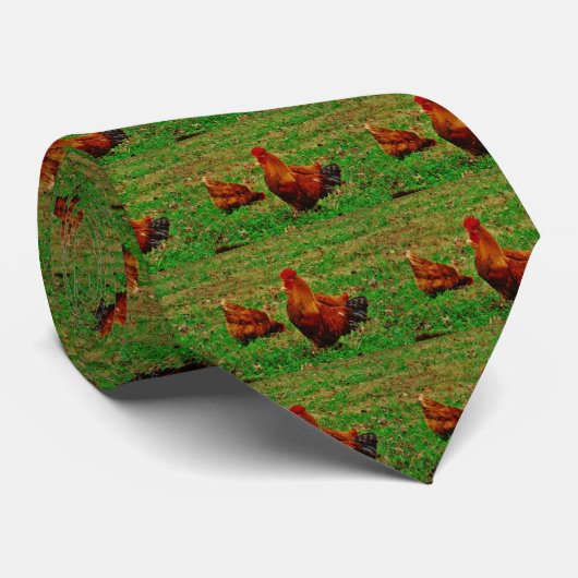 Cravate Le coq et son poussin (Roulé)