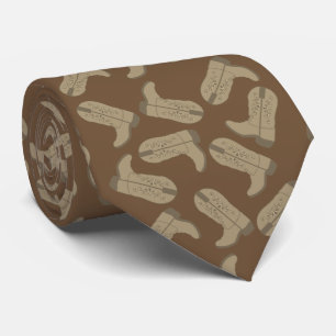 Cravate Le Cowboy Occidental Botte Tan Brown Necktie