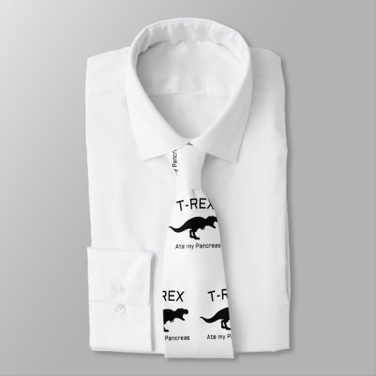 Cravate Le diabète drôle T-rex a mangé mon pancréas (Attaché)