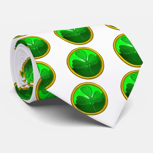 CRAVATE LE JOUR DE ST PATRICK LE SHAMROCK VERT JEWEL EN PI (Roulé)