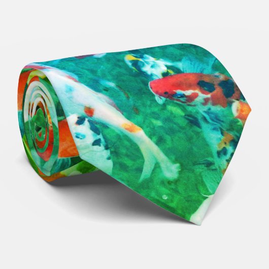 Cravate Le Koi Pond vert (Roulé)