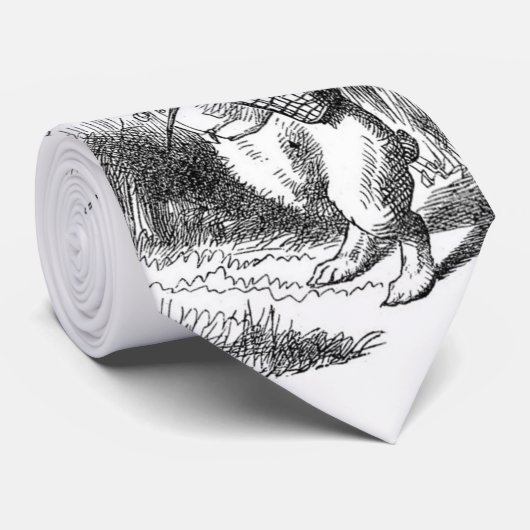 Cravate Le lapin blanc avec la montre (Roulé)