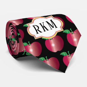 Cravate Le monogramme chic Apple de classe modèlent le
