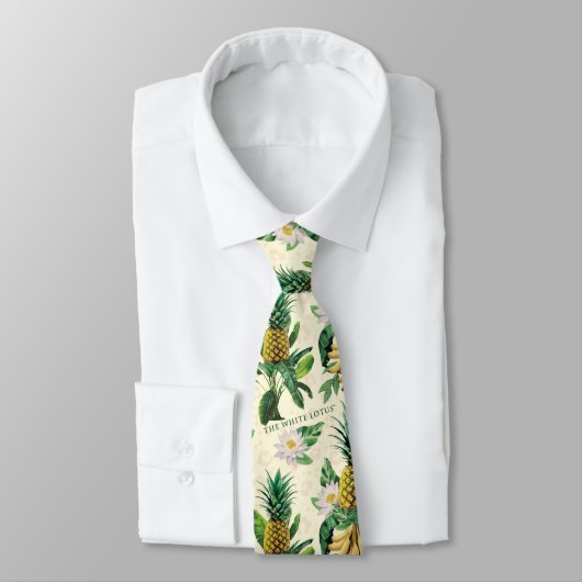 Cravate Le Motif blanc Lotus Pineapple Paradise (Attaché)