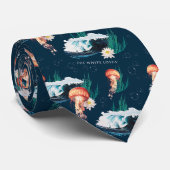 Cravate Le Motif de la méduse blanche Lotus Ocean (Roulé)
