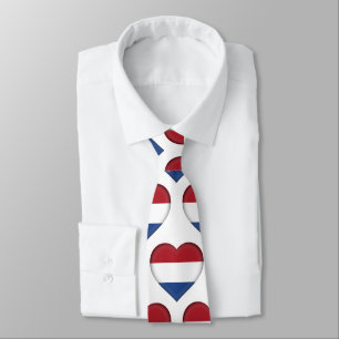 Cravate Le Pays-Bas Drapeau couleurs Motif de coeur Cravat