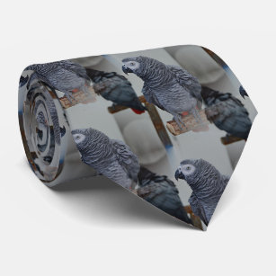 Cravate Le perroquet gris du Congo en miroir