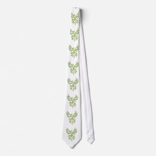 Cravate Le Phoenix vert se lève en blanc (Devant)