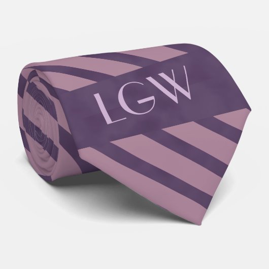 Cravate Le pourpre mauve barre le monogramme (Roulé)