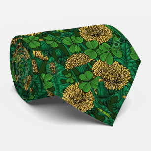 Cravate Le pré en vert et jaune