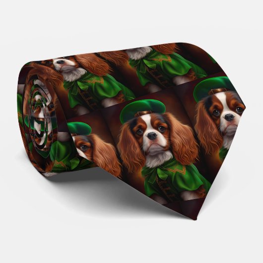 Cravate Le roi Cavalier Charles Spaniel à la Saint Patrick (Roulé)