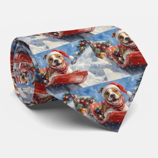 Cravate Le Staffordshire américain à Noël doré (Roulé)