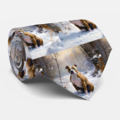 Cravate Le Staffordshire Américain Laisser Neige Noël (Roulé)