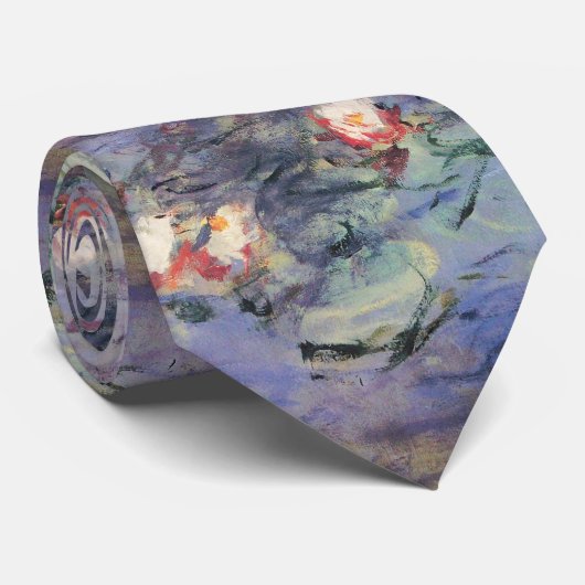 Cravate L'EAU MENSONNE EN BLEU ROSE PAR Claude Monet (Roulé)