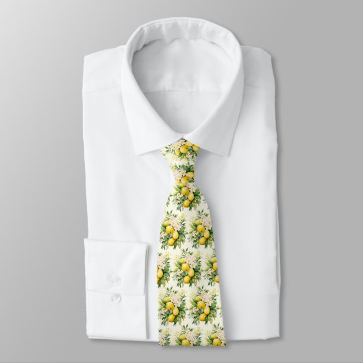 Cravate Lemon Bouquet with White Blossoms Pattern (Attaché)