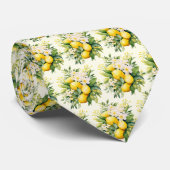 Cravate Lemon Bouquet with White Blossoms Pattern (Roulé)