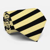 Cravate Lemon Yellow and Black Striped Neck Tie (Roulé)