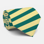 Cravate Lemon Yellow Emerald Green Striped Neck Tie (Roulé)