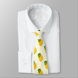 Cravate Lemons Pattern Cute Yellow and Green Citrus Fruits
