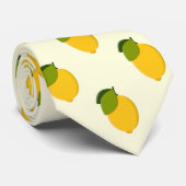 Cravate Lemons Pattern Cute Yellow and Green Citrus Fruits (Roulé)