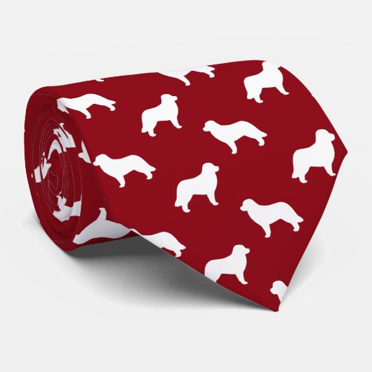 Cravate Leonberger Chien race Silhouettes Motif Rouge (Roulé)