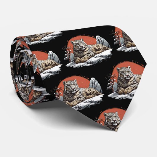 Cravate léopard des neiges posé sur la falaise (Roulé)