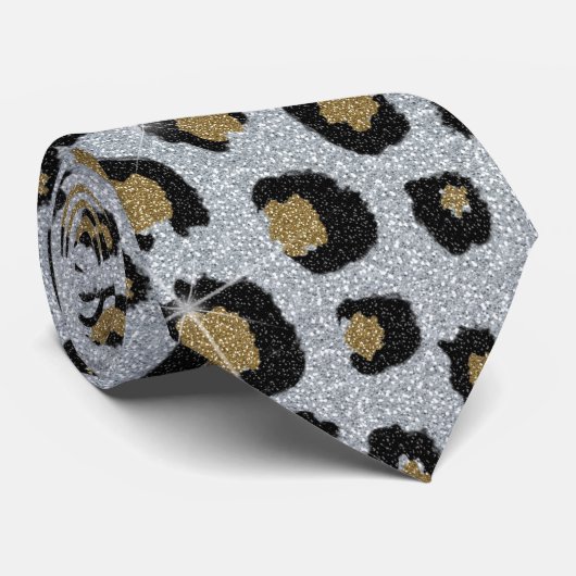 Cravate Léopard noir de l'or (Roulé)