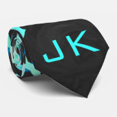 Cravate Léopard noir et Turquoise (Roulé)