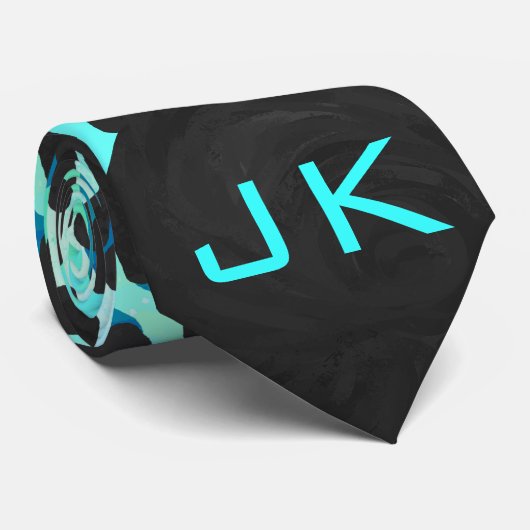 Cravate Léopard noir et Turquoise (Roulé)