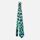 Cravate Léopard noir et Turquoise (Dos)