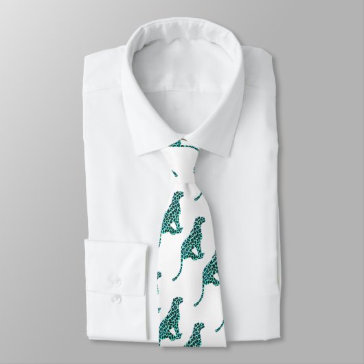 Cravate Léopard noir et Turquoise (Attaché)