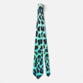 Cravate Léopard noir et Turquoise (Devant)
