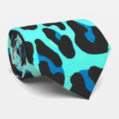 Cravate Léopard noir et Turquoise (Roulé)