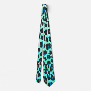 Cravate Léopard noir et Turquoise