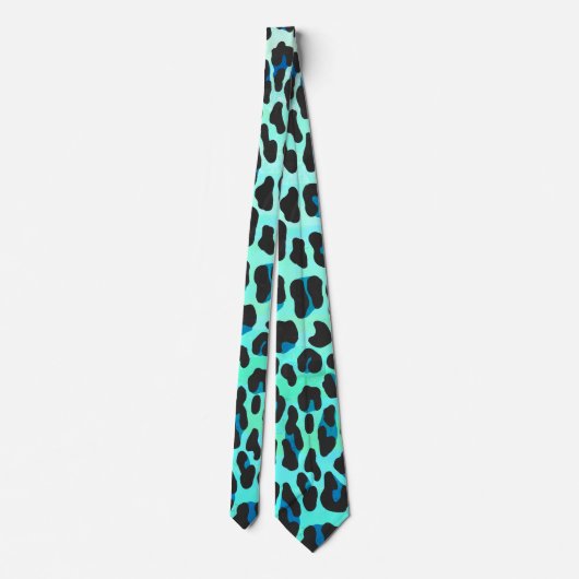 Cravate Léopard noir et Turquoise (Dos)