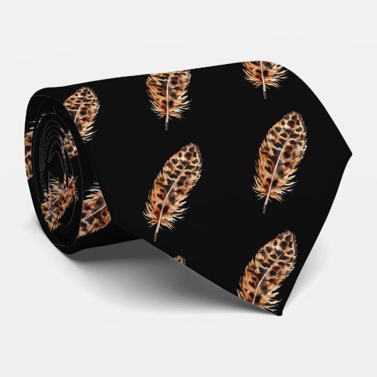 Cravate Leopard Print Feather Pattern Neck Tie (Roulé)
