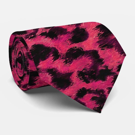 Cravate Léopard rose et noir (Roulé)