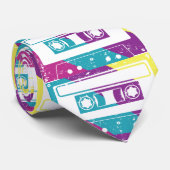 Cravate les années 70 80s Cassette Motif Retro (Roulé)