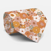 Cravate les années 70 Hippy Flower Motif Retro (Roulé)