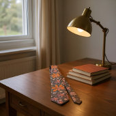 Cravate les années 70 Jardin marron orange